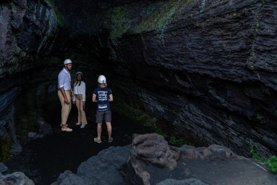 From Taormina: Mount Etna and Alcantara River Tour - Grotta dei Tre Livelli: entering a lava cave with real equipment