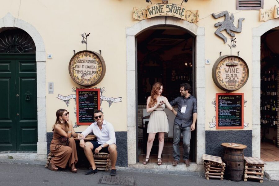 Taormina: Shared or Private Food & Wine Walking Tour - Stop 2: Sicilian land-food with red wine and savory comfort